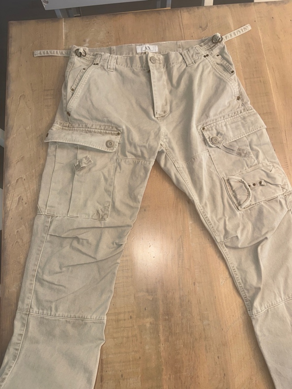 Men's Armani exchange vintage black Cargo Pants in Beige - Casual Utility Style